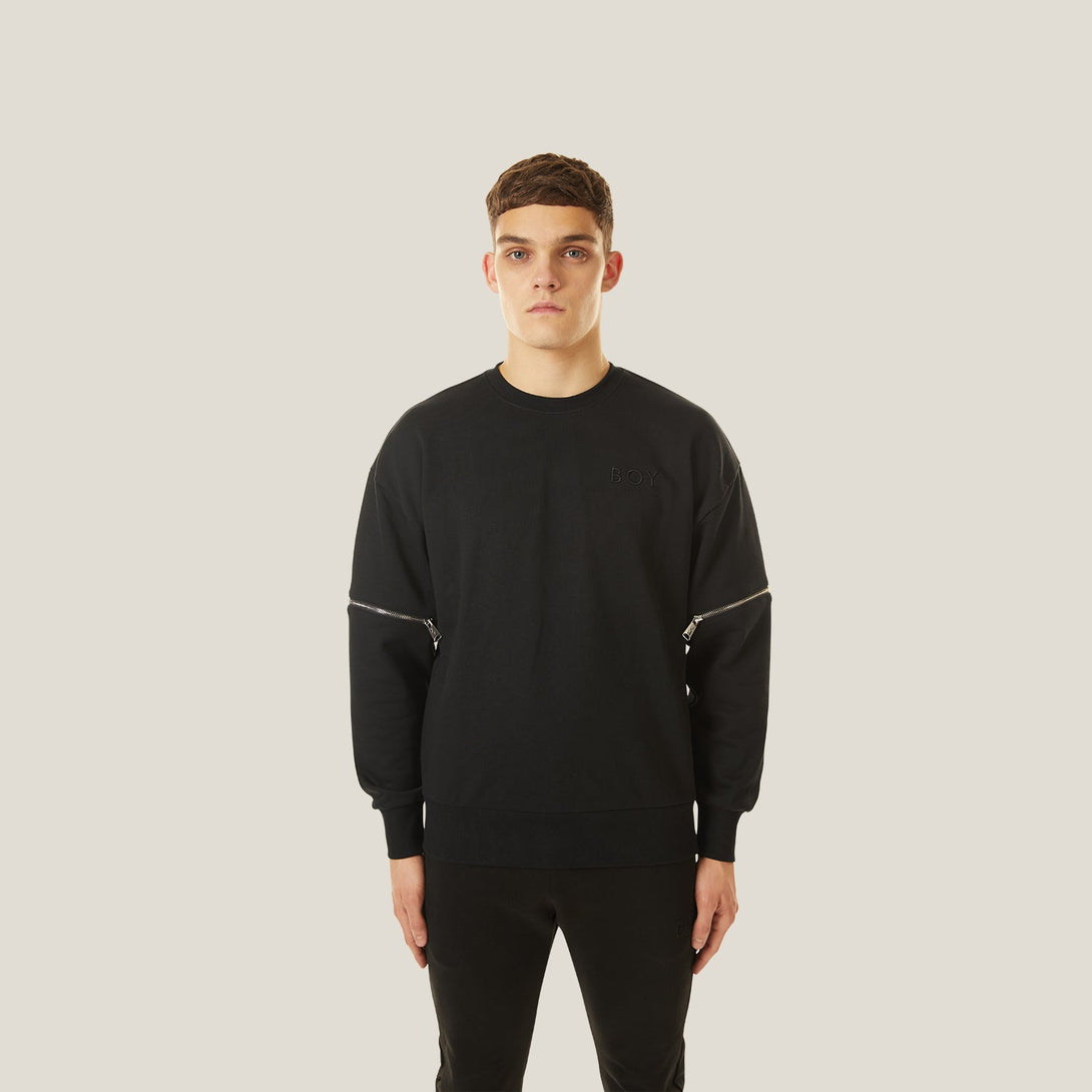 ZIPPED UP SWEATSHIRT - BLACK