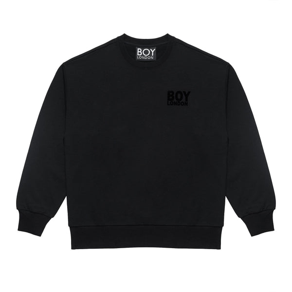 BOY Hemus Small Flock Sweat in Black | Sweatshirts | BOY London