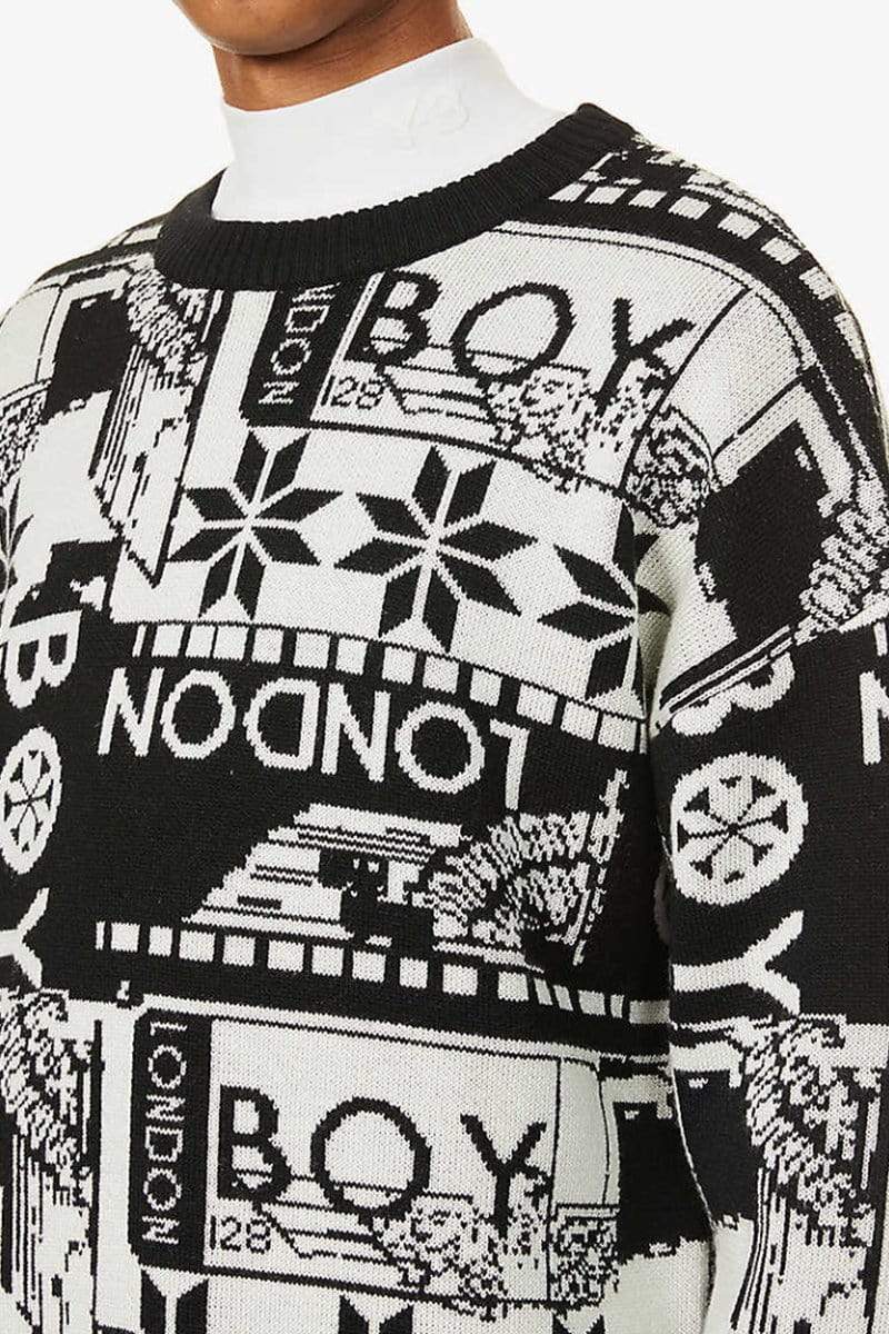 Mosaic Print Knit in Black | Jumpers & Knitwear | BOY London